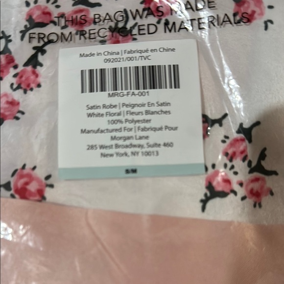🆕 Morgan Lane Floral Print Women's Robe - Pink and White size S/M NWT - Picture 4 of 8